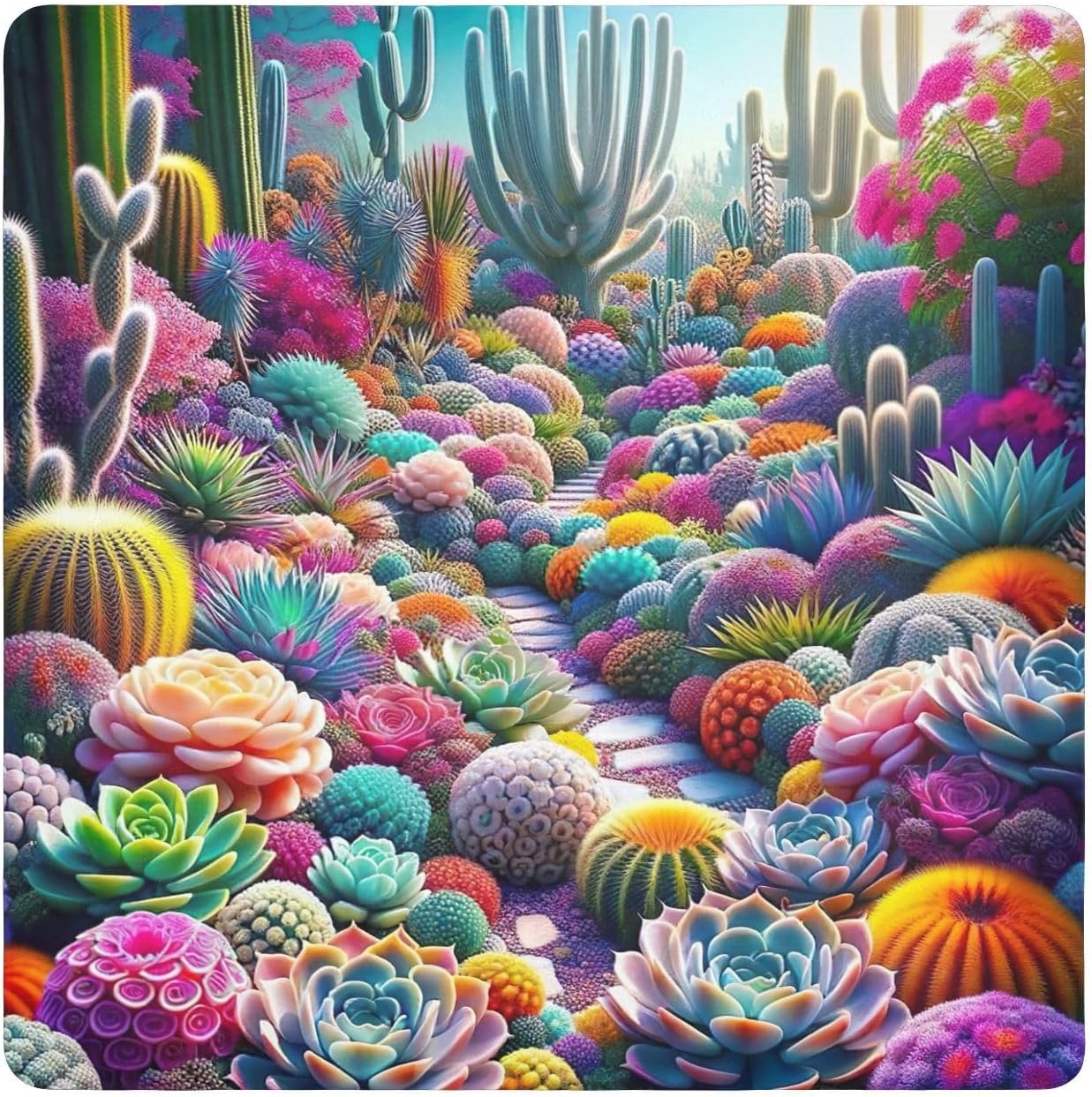 ODAWA Camera Protective Cover Colorful Succulents Garden Self-adhesive Cloth 13.8"x13.8" Lightweight Foldable Wrapper for Camera Accessories