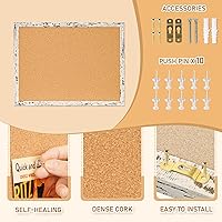 Vista 2 de DOLLAR BOSS Tablón de anuncios de corcho para pared - 36 x 24 pulgadas, tablero de corcho con marco de corteza de abedul, tablero decorativo