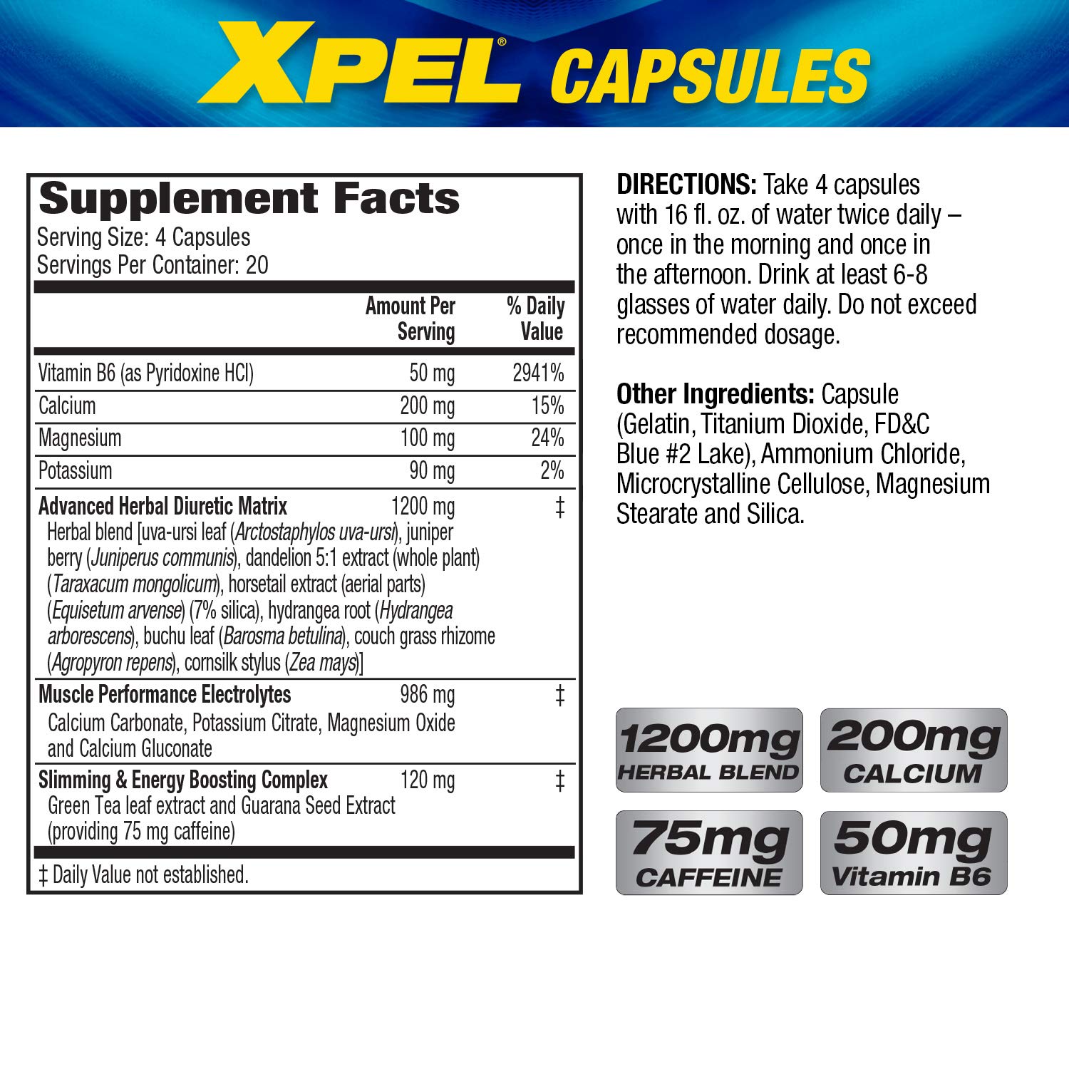 MHP Xpel Maximum Strength Diuretic Water Pills, for Water Retention