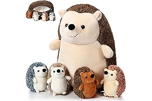 Hiboom 5 Pieces Stuffed Animals Hedgehog, With 4 Baby Hedgehogs