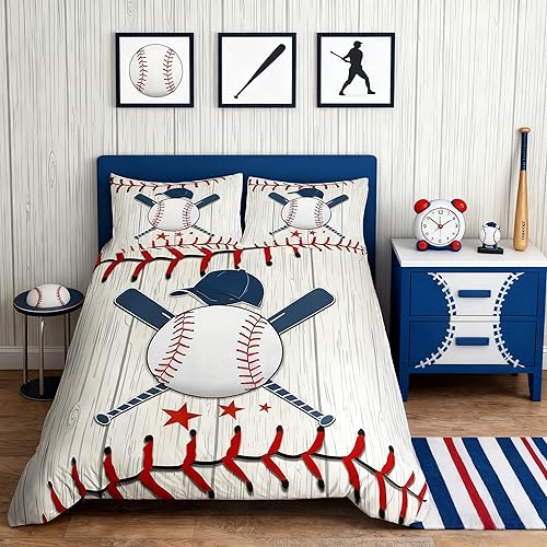 Miniatura 49 de Funda de edredón de sóftbol tamaño Queen para niños y niñas, juego de ropa de cama de color amarillo degradado, funda de edredón para juegos Camping