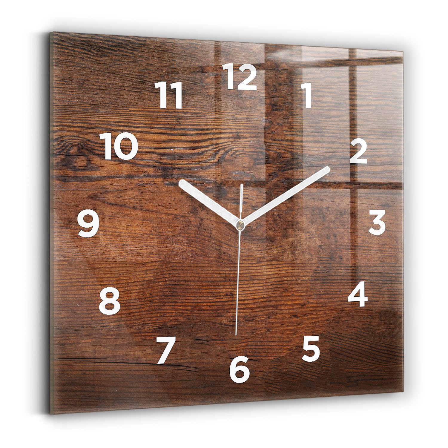 Horloge de qualité supérieure Wallfluent effet vieux bois avec aiguilles blanches