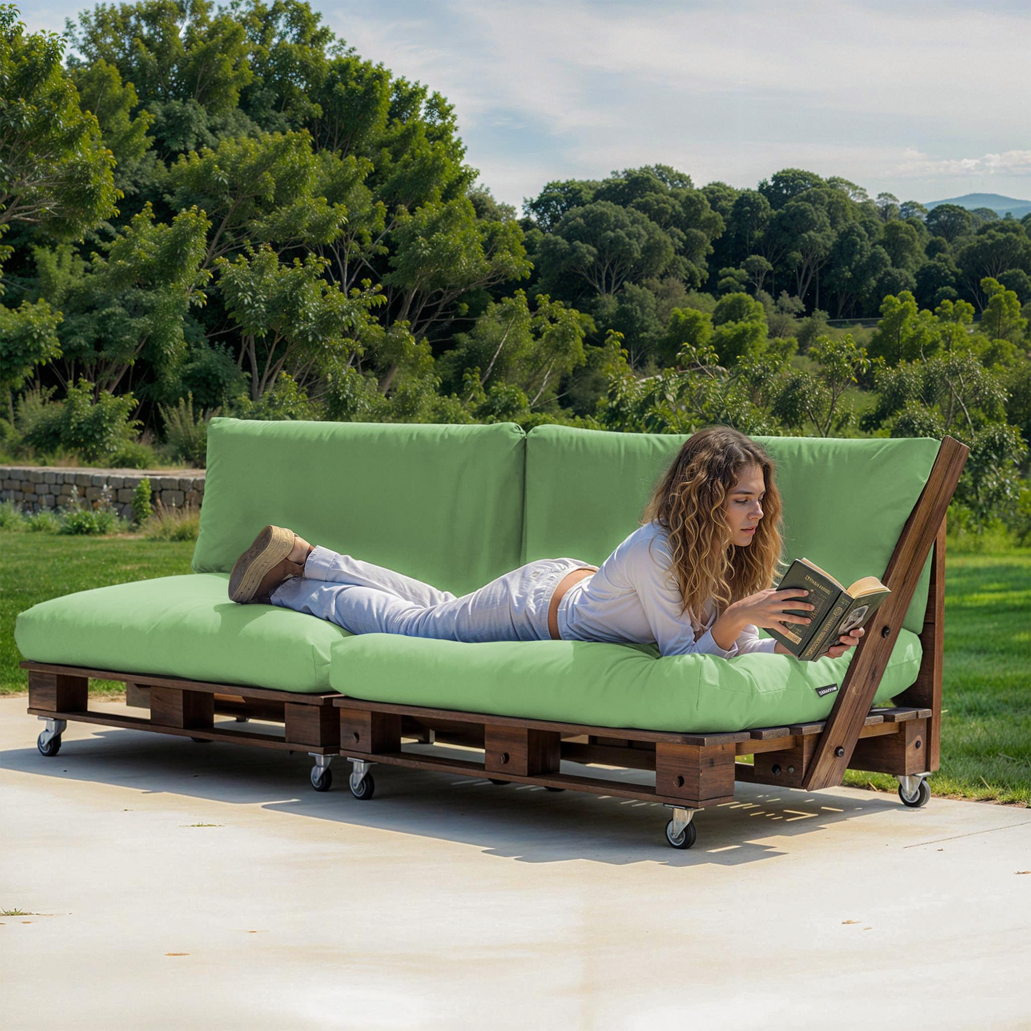 Happers Cuscino per Pallet Esterno 120x60x20 cm Antimacchia Sfoderabile Lavabile Verde