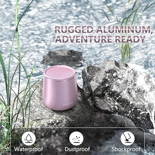 Miniatura 3 de INSMY Pequeño altavoz Bluetooth, mini altavoz inalámbrico portátil impermeable, emparejamiento estéreo de audio rico en graves intensos, tamaño de