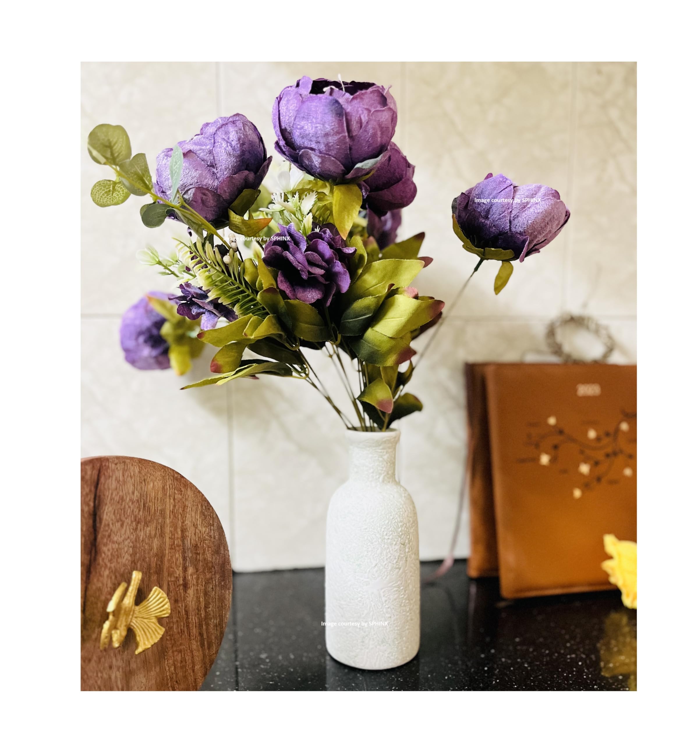 SPHINX Ceramic Vase, Flower Vase, Pampas Grass Vase, Flower Pot, Vase Home Decor Centrepiece Decor for Home, Office, or Gifts-Vase Only - Approx 8 Inches/20 cms - (White & Green, 1 Piece)