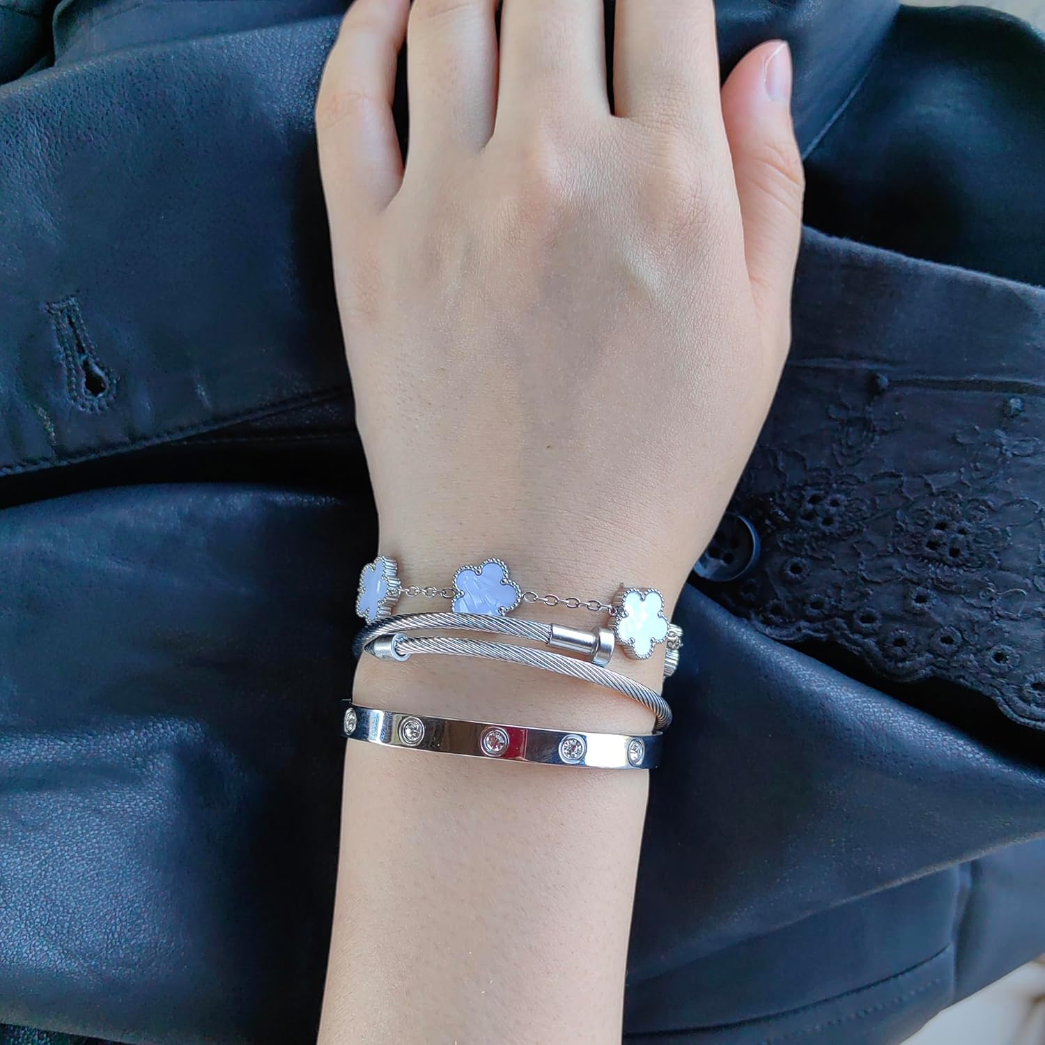 Gold Bracelets for Women 18K Gold Plated Love Friendship Bracelet With Cubic Zirconia Cuff Bangle Jewelry Set Witness the Gift of Love - Image 6