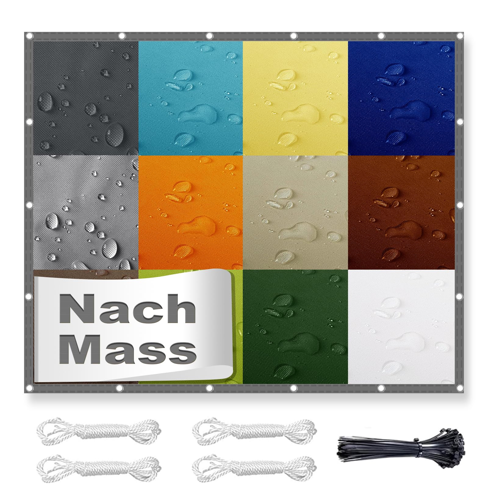 Sonnensegel Rechteckig Nach Maß Anfertigen mit ösen, Balkon-Sichtschutz Wasserdicht UV-Schutz, Länge 50-600 cm, Breite 100-600 cm, individuell anpassbar in 10 cm Schritten, für Balkon Terrasse