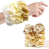 Vista 2 de Ivyu Coleteros para cabello de mujer, bandas de satén para el cabello, 4 piezas, coleteros grandes para cabello grueso y rizado, soportes