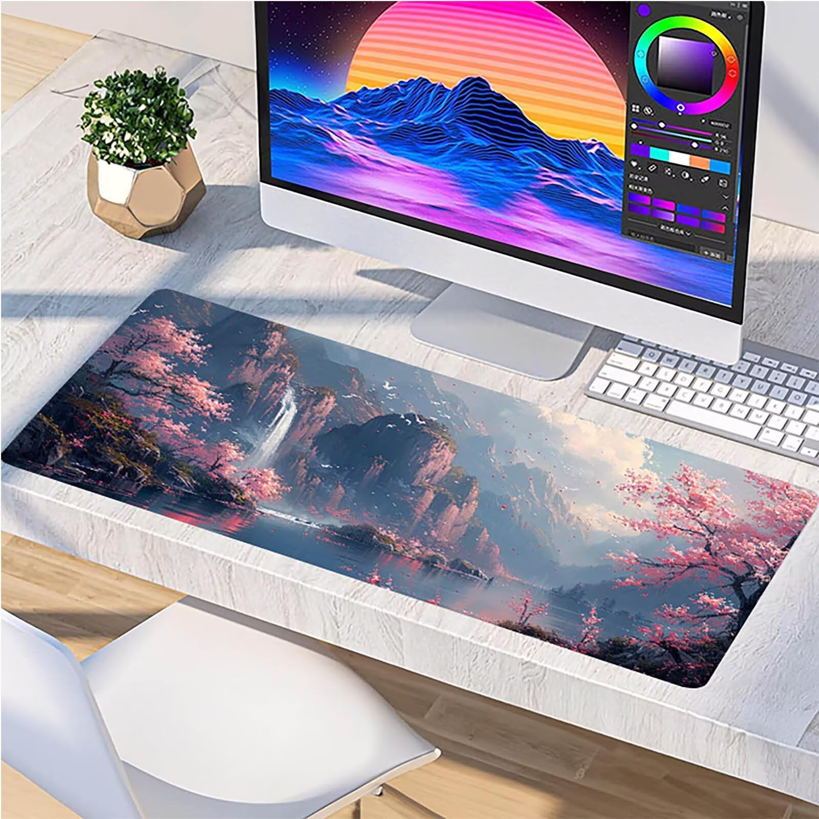 Tappetino Mouse XXL 1500 x 800 mm, Tappetino Mouse Albero, Gaming Mousepad Migliorare la Velocità e la Precisione, Mouse Pad con Base in Gomma Antiscivolo, Ufficio Accessori Gaming, Rosa 4-1521
