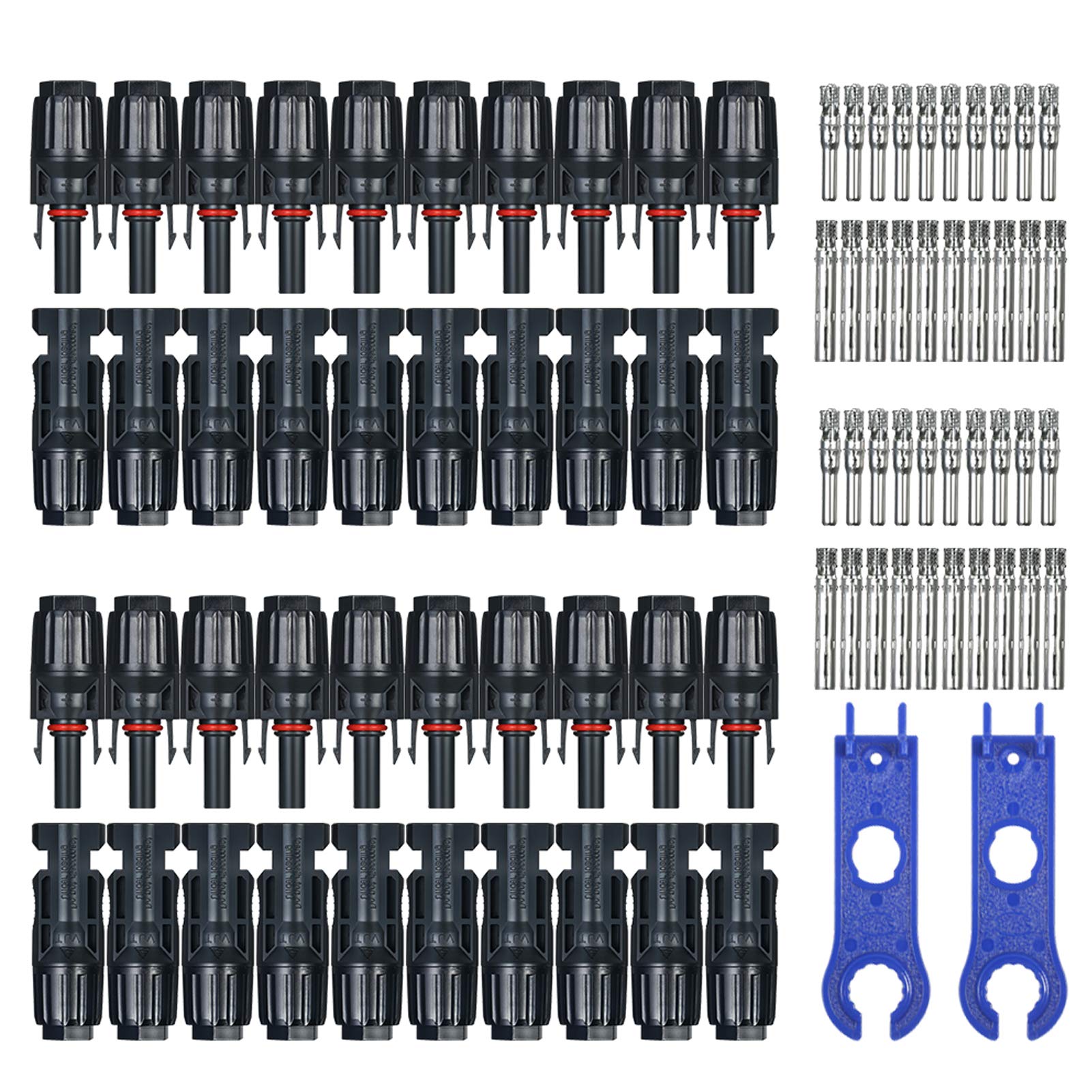 Morelian 20 Pairs Male/Female Solar Panel Cable Connectors with Spanner Assembly Tool for PV System