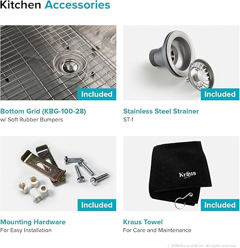 Miniatura 8 de Kraus - Fregadero de cocina de acero inoxidable, 28pulgadas - KHU100-28