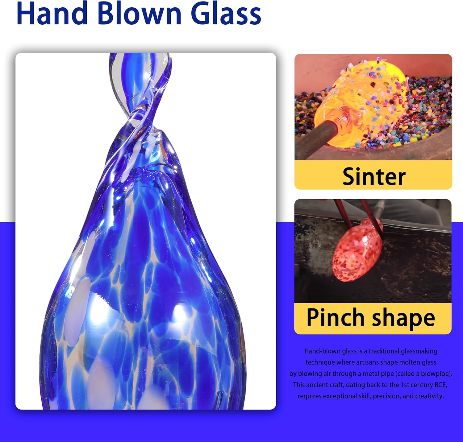 Solar Garden Lights Outdoor, Decorative LED Flame Garden Stakes, Hand Blown Glass and Outdoor Waterproof Glass Stakes (Dark Blue) - Image 9