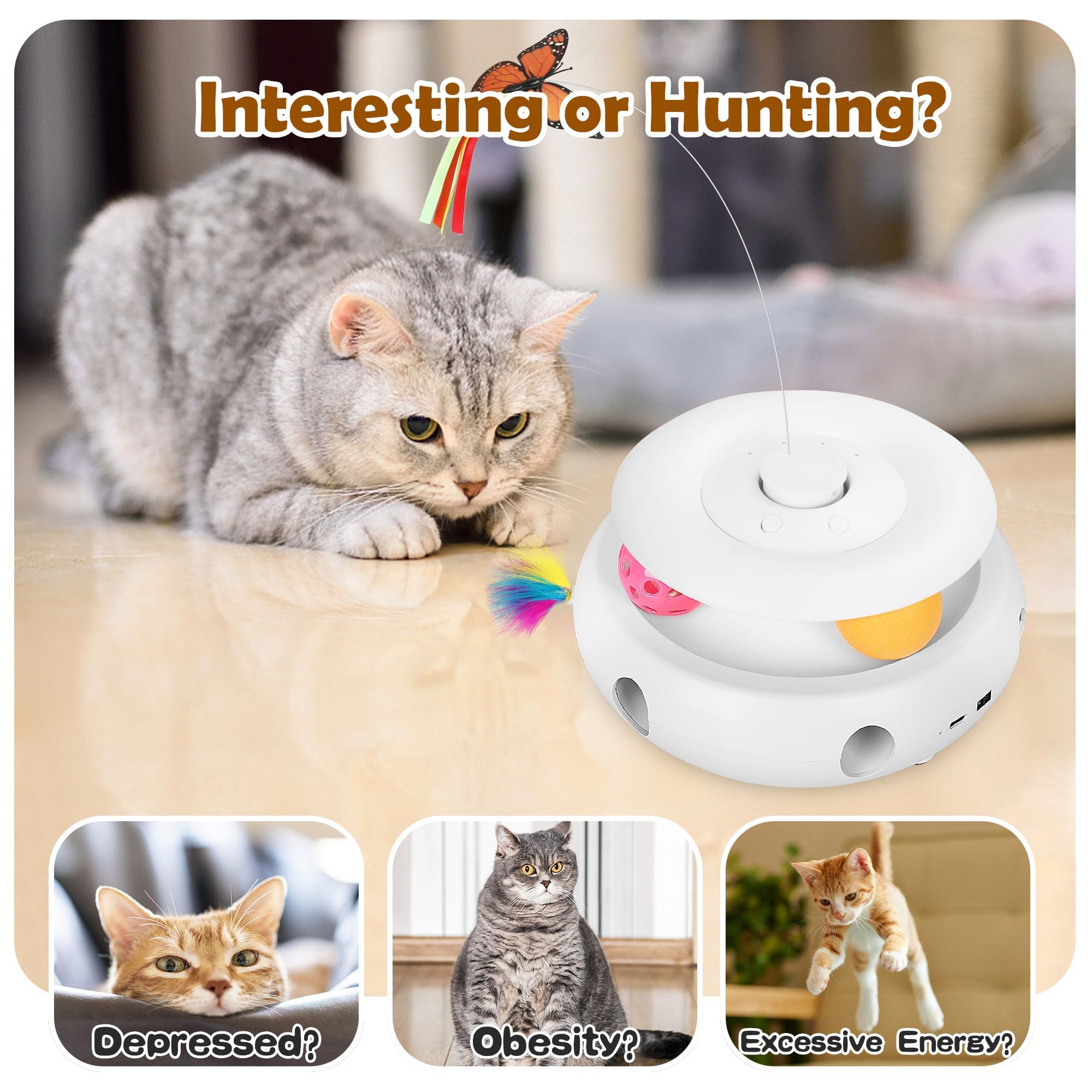 3-in-1 Automatico Interattivo Elettronico Moving Agbush Piuma (Bianco)