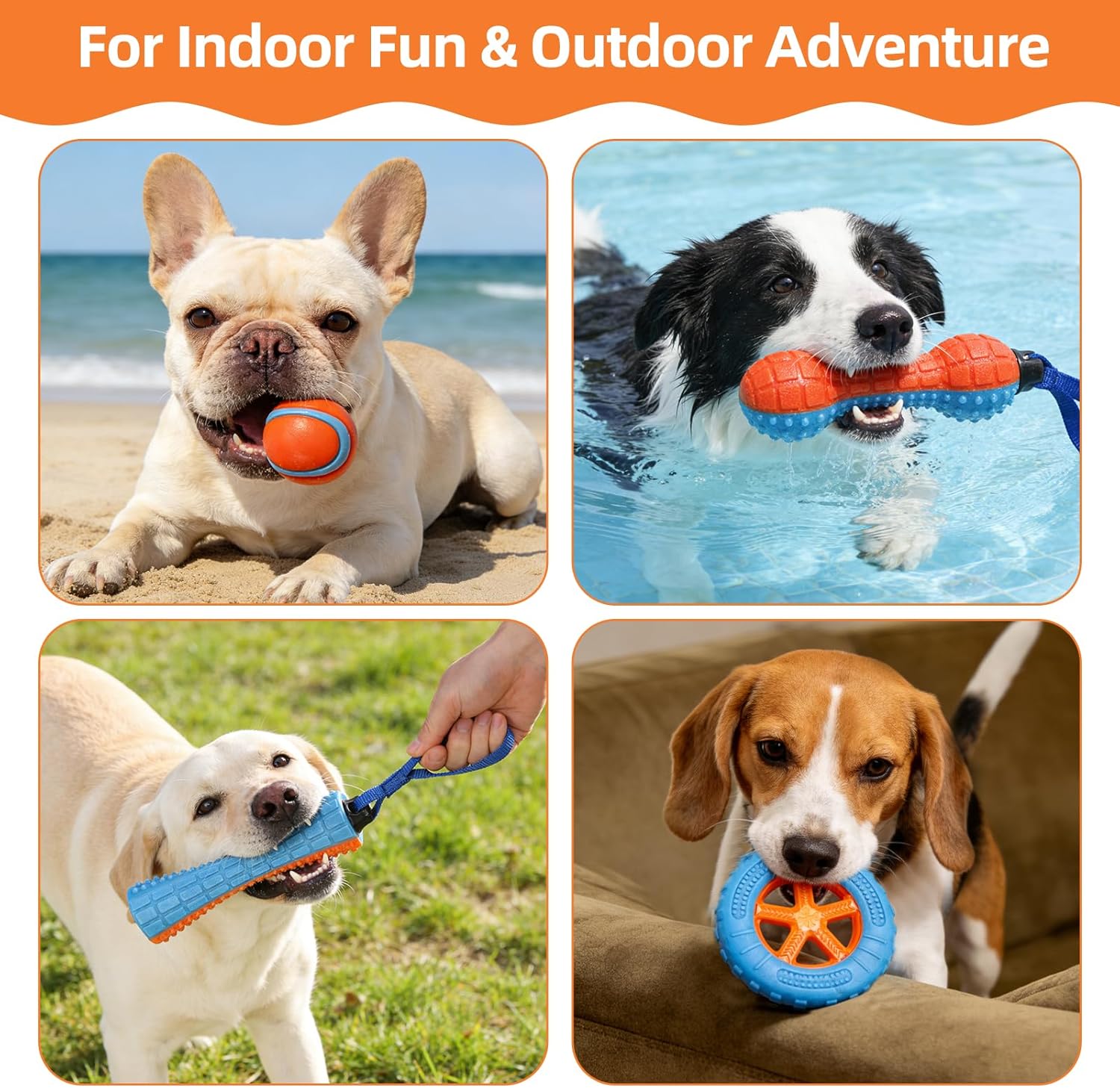 PUPTECK 4 Pack Floating Dog Toys, Squeaky Dog Water Toys for Pool Interactive Fetch & Play, Durable Training for Summer Swimming Outdoor, for Small Medium Large Dogs