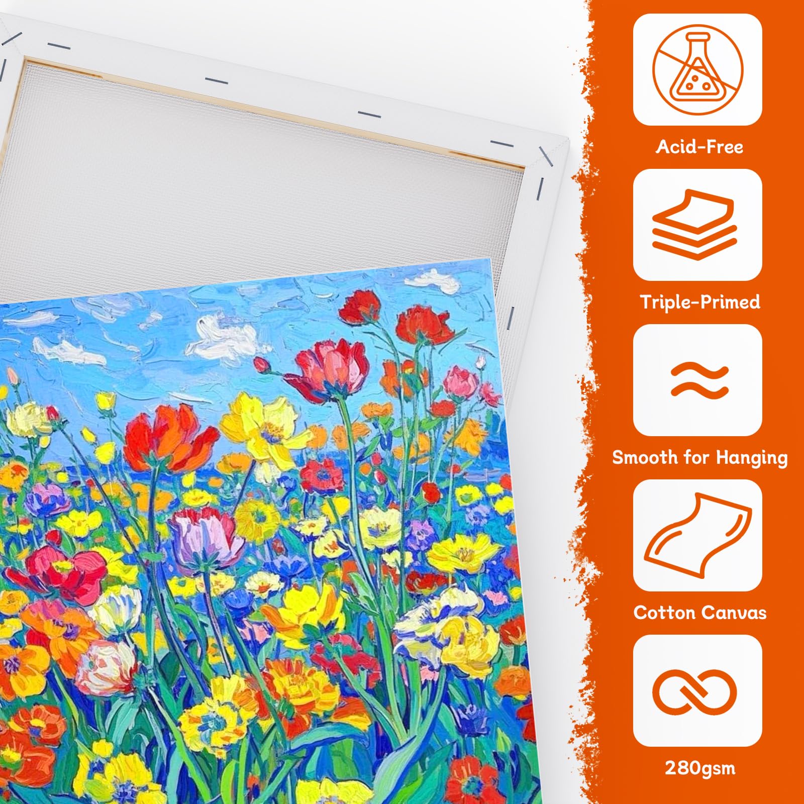 Koncci Płótno do malowania, 4 sztuki blejtramu 59 x 80 cm, 280 g/m² potrójnie zagruntowane płótno bawełniane, płótna do farb akrylowych, akwareli, oleju, gwaszu
