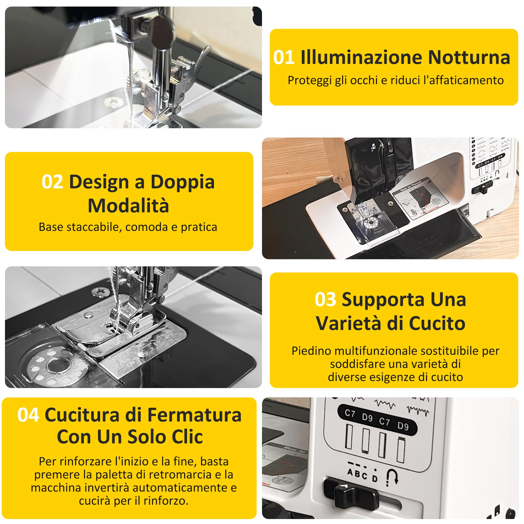Macchina Da Cucire Elettrica DLUFYEI - 38 Punti, Tavolo Estensibile, Ideale Per Principianti