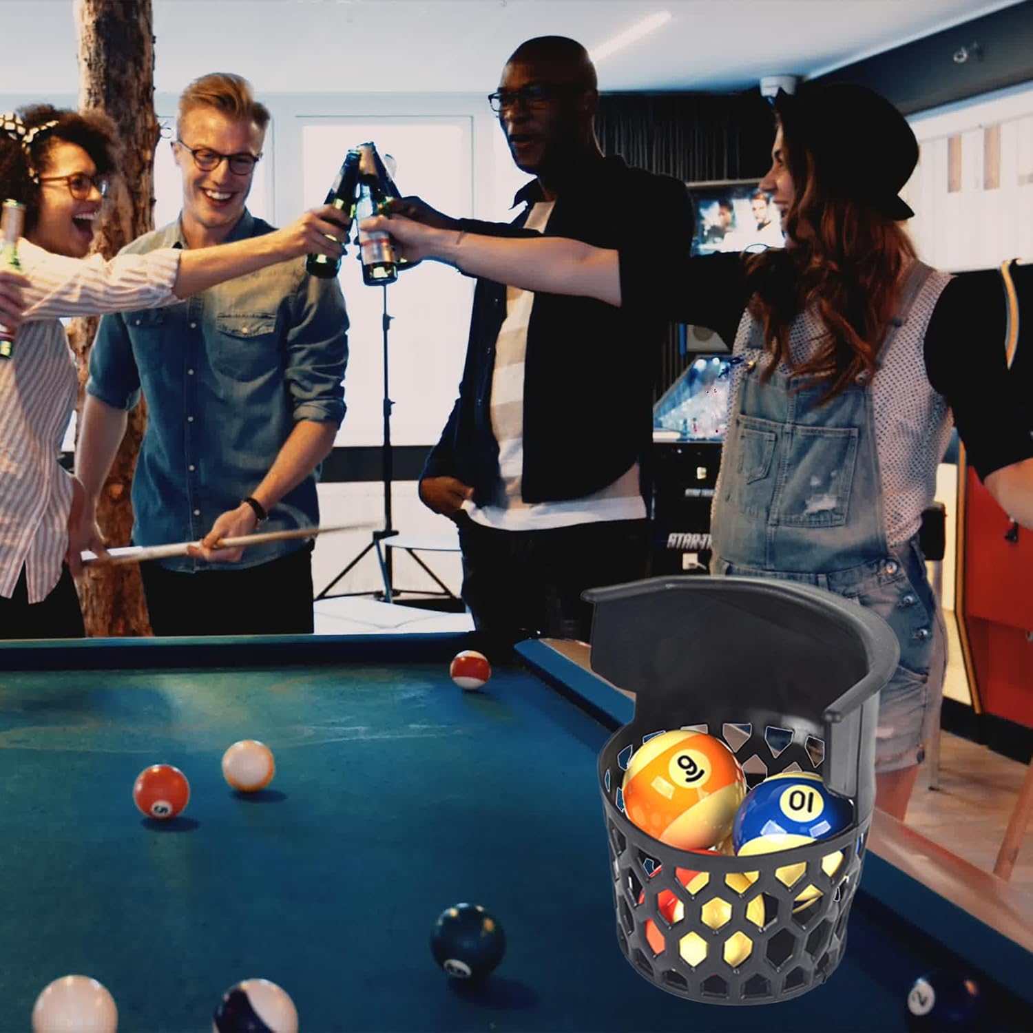 Pool Table Pockets, Pool Table Pocket Replacement, Heavy-Duty Plastic Billiard Pocket Set of 6, Fit Most Billiard Tables