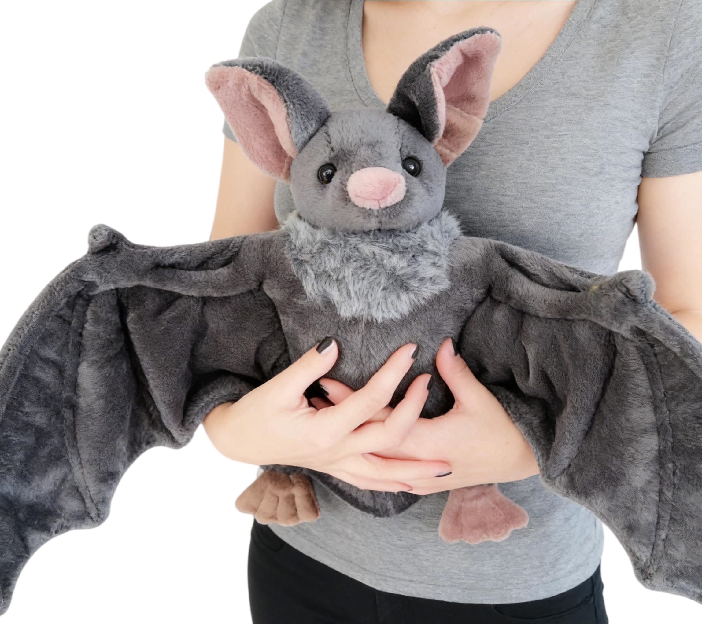 22 Inch Large Bat Plush Toy, Soft Huggable Stuffed Animal with Flexible Wings for Halloween Christmas Indoor Decor|Soft realistic bat plush with poseable wings, ideal for decor and daily cuddling