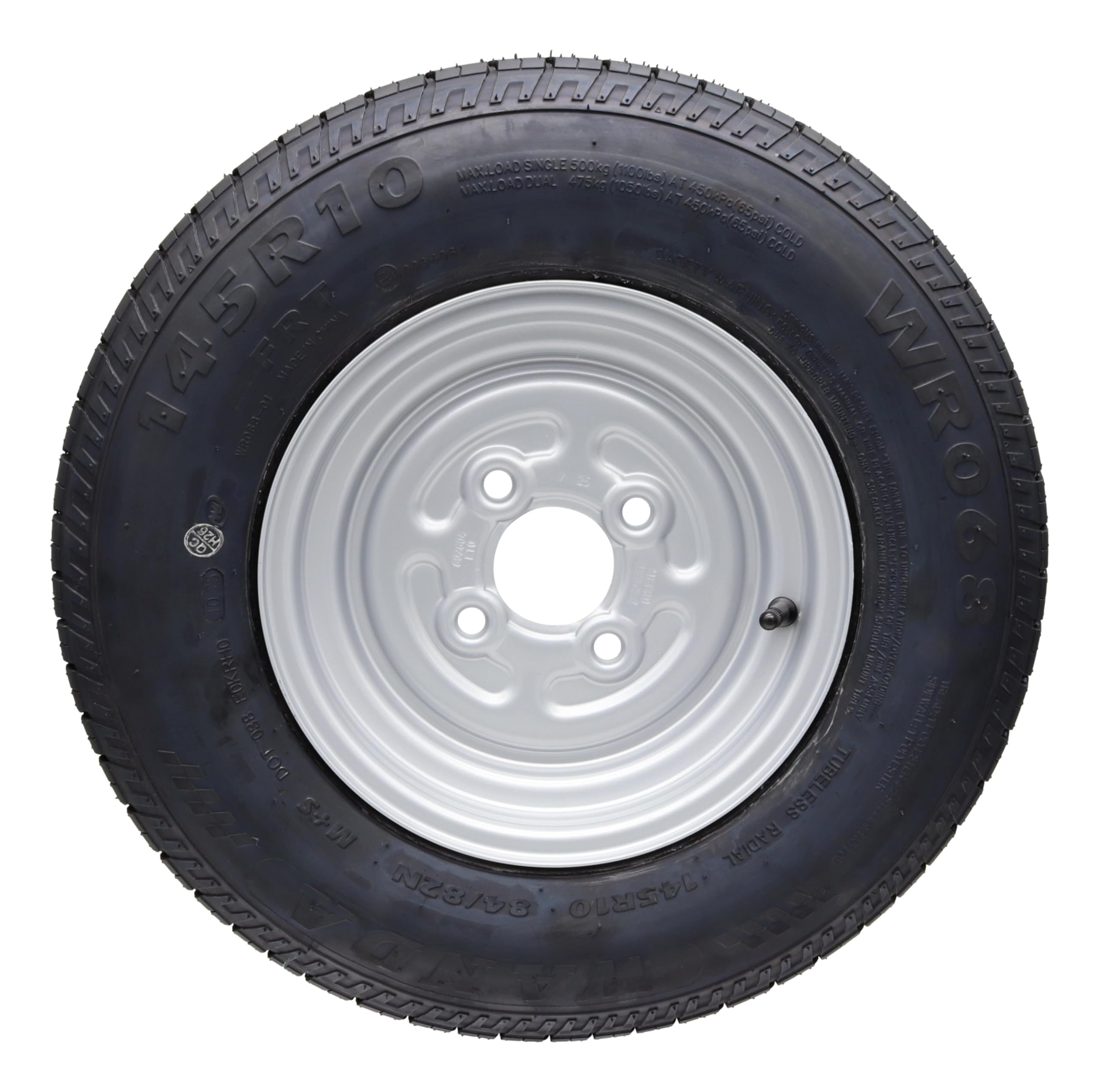 Ruota 145/80R10 per Rimorchio Ruota Completa 145R10, 145/10 LK 100x4 Cerchio 3,50x10 145 10 (2x)