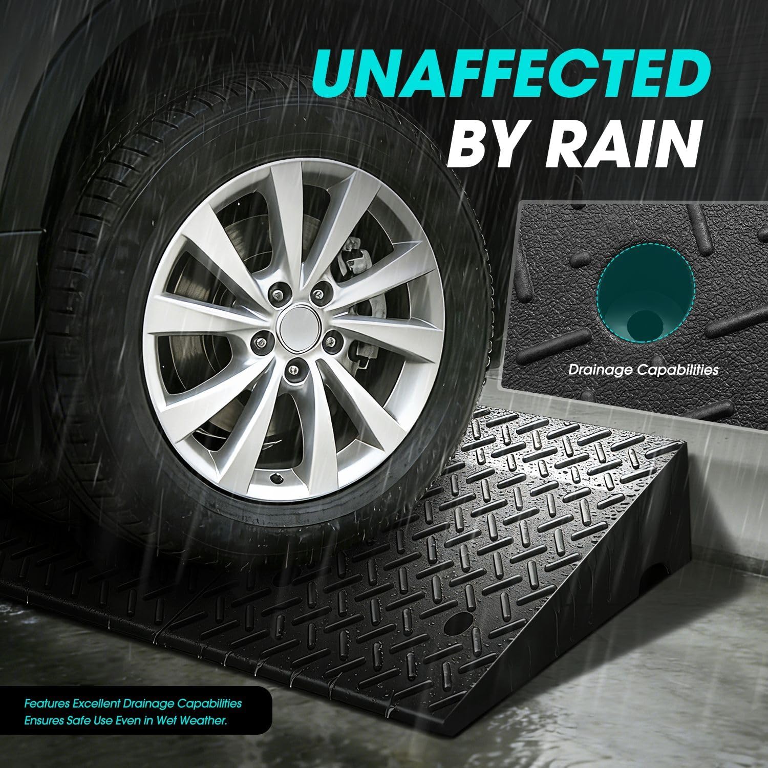 DNA Motoring 7.7" Rise Rubber Curb Ramp Heavy Duty Loading Driveway Ramp Threshold Ramp 39" L x 19.7" W x 7.7" H for Loading Dock, Warehouse, Wheelchair, Motorcycles, Cars, TOOLS-00654