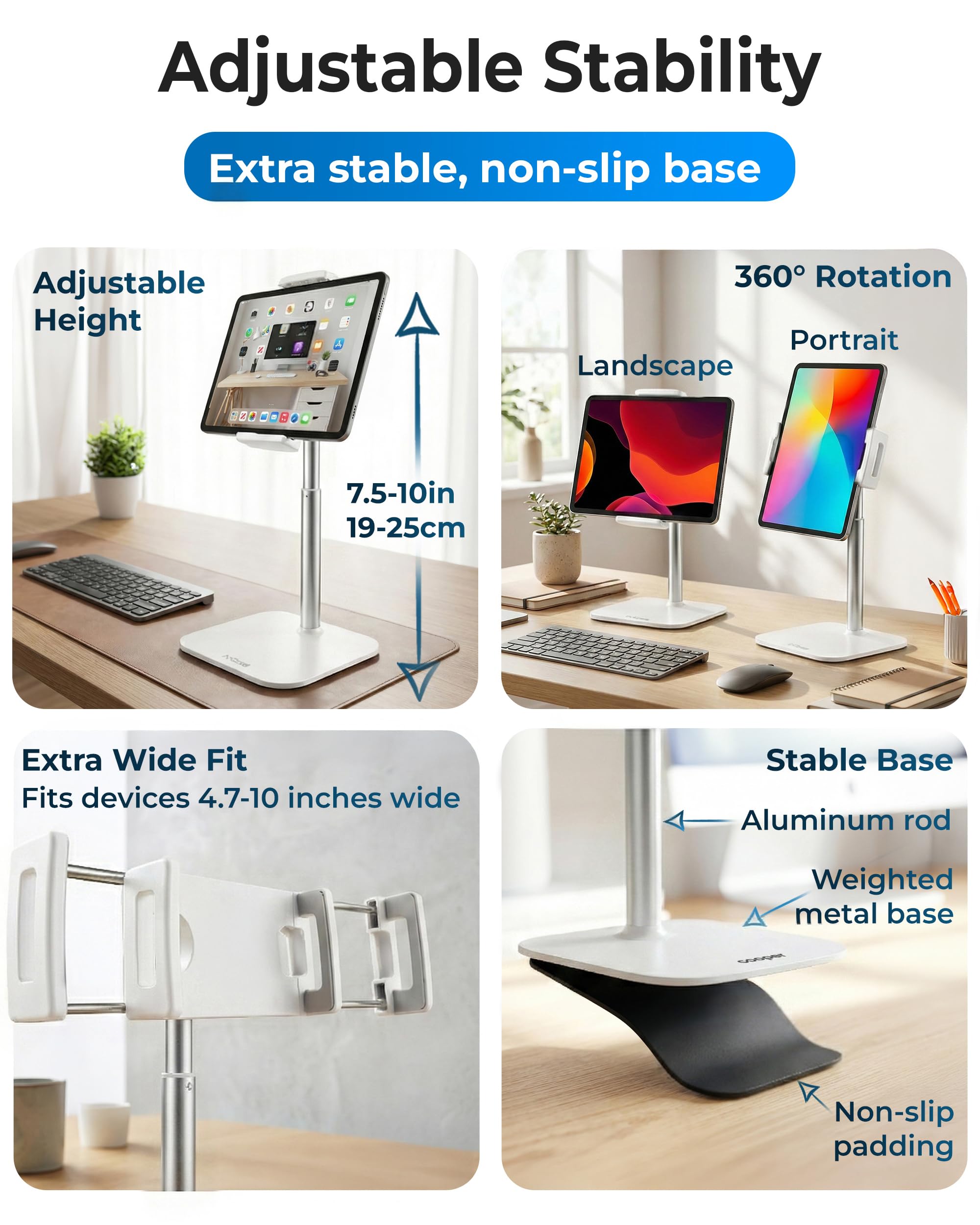 COOPER TabStand Mini do tabletów, monitorów przenośnych, telefonów i czytników e-booków, biały