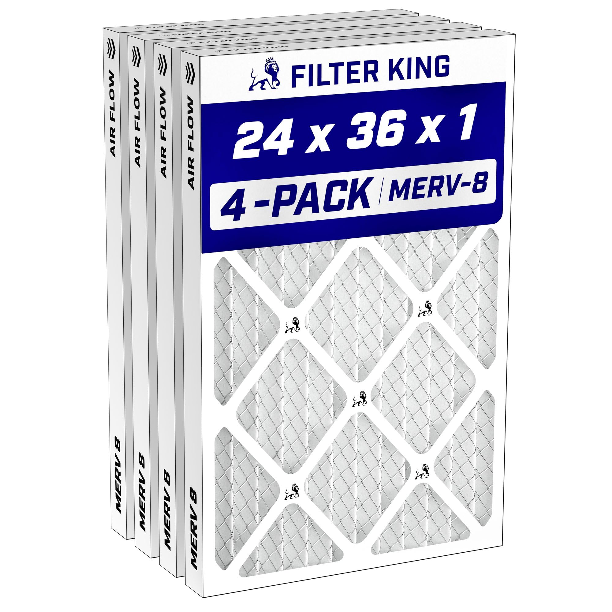 Filter King 24x36x1 Air Filter MERV 8, AC Furnace Filters (4-Pack)