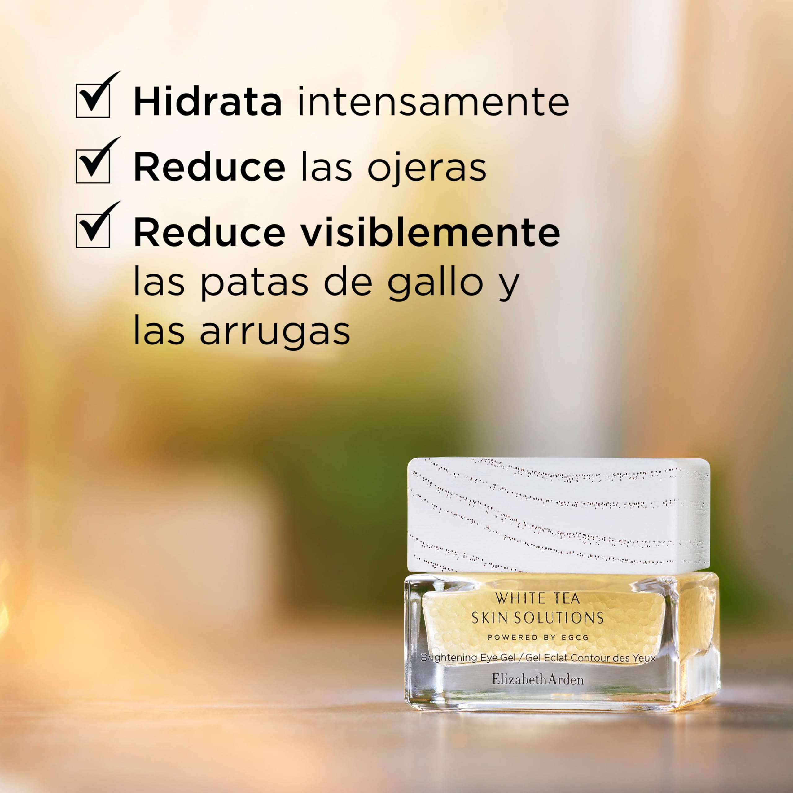 Elizabeth Arden - White Tea Skin Solutions Brightening Eye Gel, Contorno de Ojos Primeros Signos de la Edad, Ilumina, Revitaliza y Suaviza las líneas de expresión - 15ml