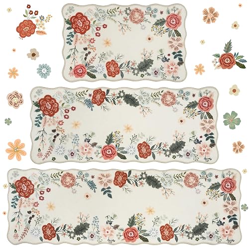Homcomoda Floral Kitchen Rugs 3PC Pink