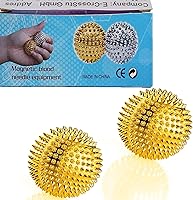 Vista 1 de Bola Magnética de Masaje para Manos - Bolas de Acupuntura con Púas para Adultos y Niños - Dorado 1 Par para Alivio del Dolor, Presión y Estrés