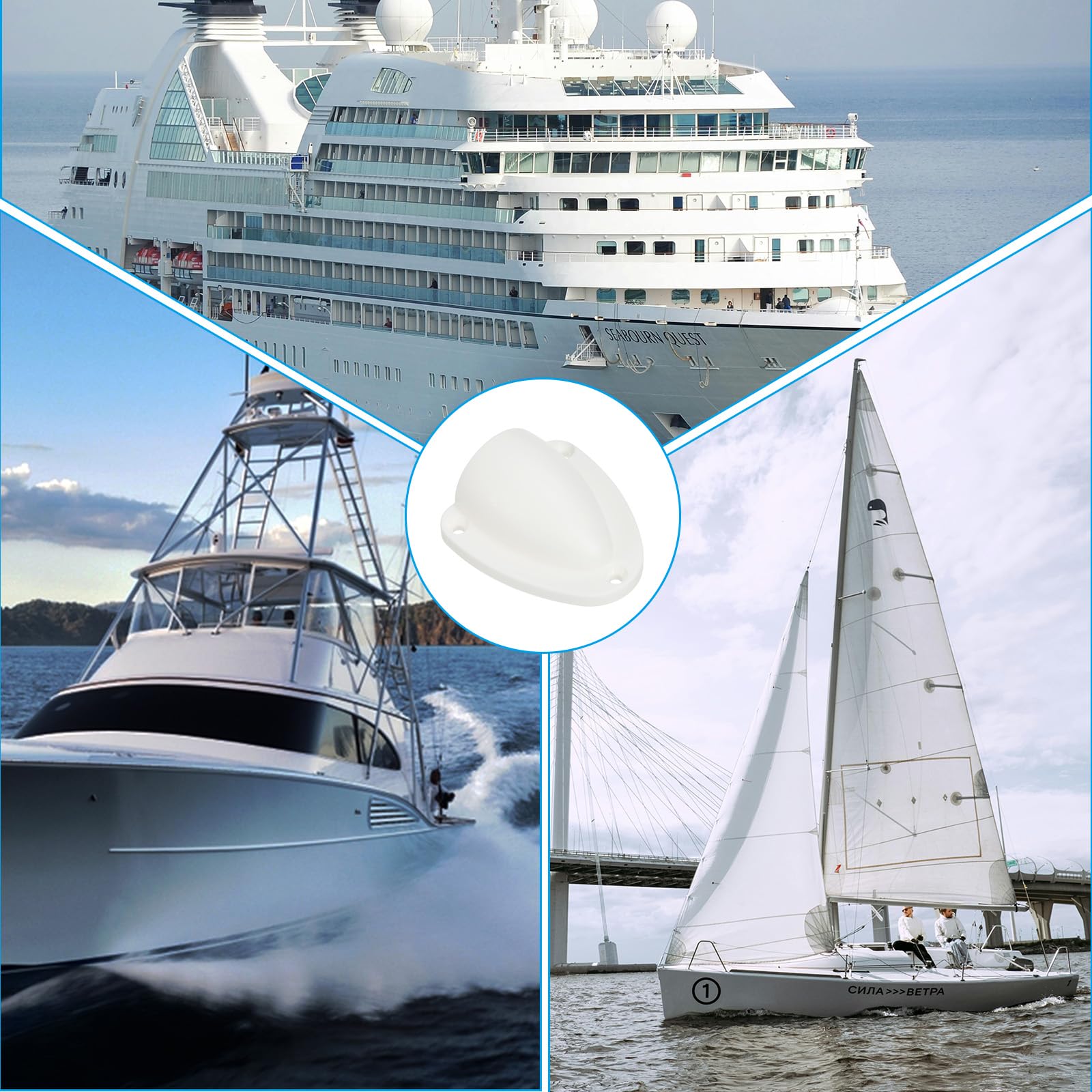 PATIKIL 2-15/32" Coperchio di Sfiato per Cavo in Nylon Marino, Tappo di Sfiato in Plastica a Conchiglia con Viti di Installazione per Yacht, Bianco