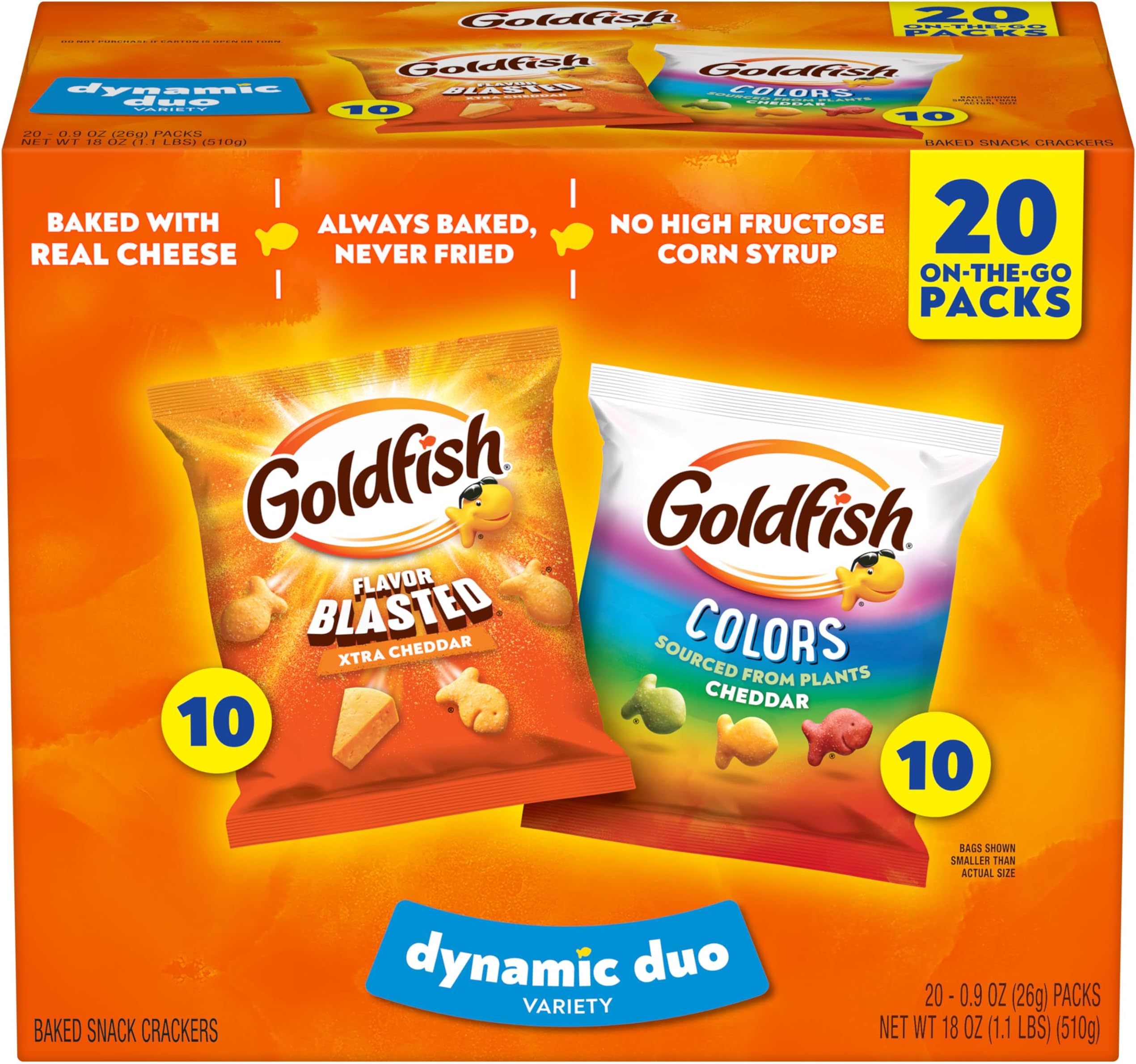 Goldfish Pepperidge Farm, , Crackers, Savory, 18 oz, Variety Pack Box, Snack Pack, 20 Count