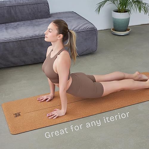 Miniatura 6 de LunaYena - Tapete de yoga de corcho, respetuoso con el medio ambiente, corcho natural antideslizante y base de goma no tóxica para mujeres y