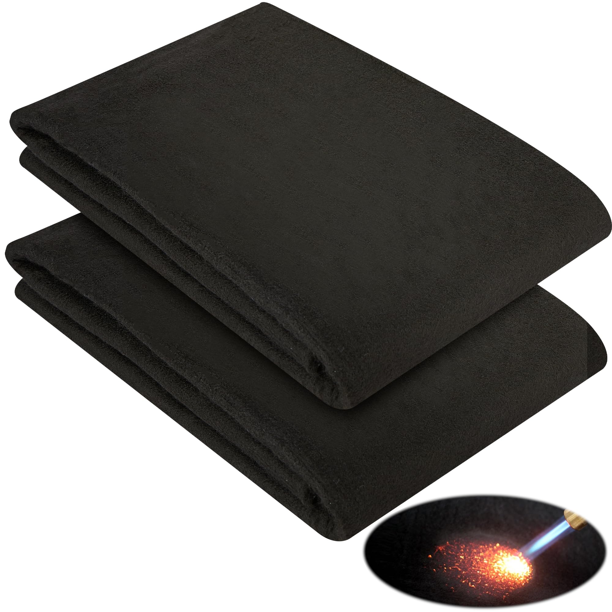 2 Pack Carbon Felt Welding Blanket Soldering Mat, 12 x 28 in, 5mm Thick, 1800°F Heat Resistant Heat Shield Pad for Welding, Brazing &amp; Plumbing Torch, Workbench/Floor Surface Protection