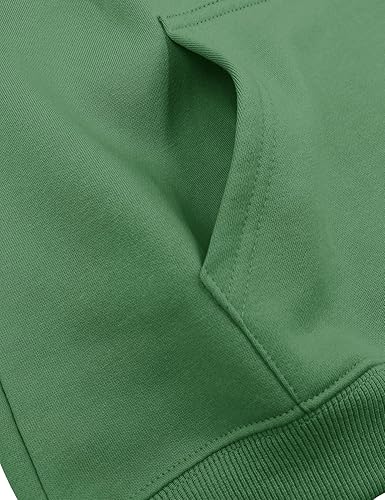 Yuccalley Girls Casual Long Sleeve Hoodies Cute Oversized Fleece Pocket Sweatshirt Tops(Green,11 Years)