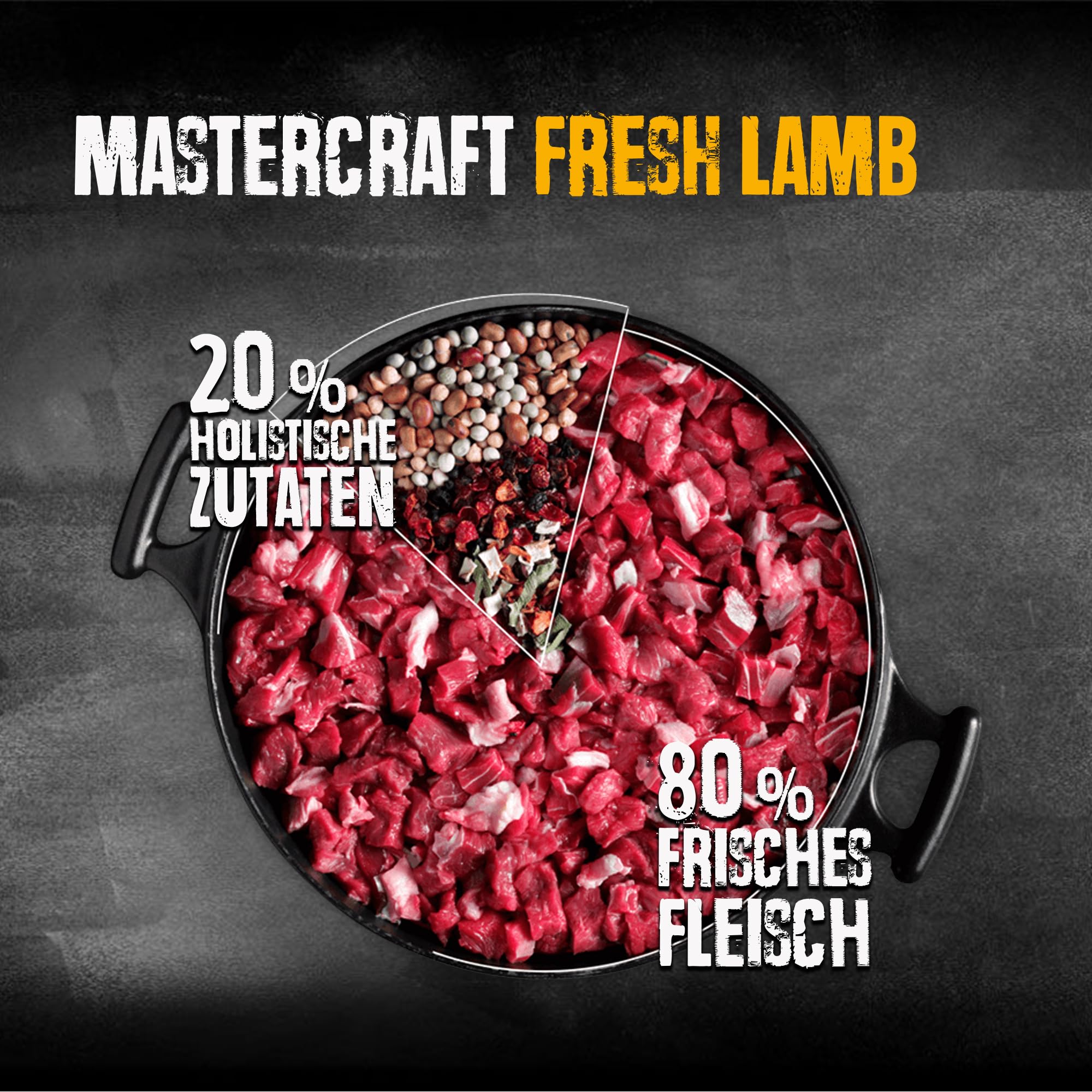 BELCANDO MASTERCRAFT Hundefutter trocken Fresh Lamb, 10kg, Trockenfutter für Hunde mit Lamm, 80% Frischfleisch, getreidefrei, für alle Rassen, Made in Germany