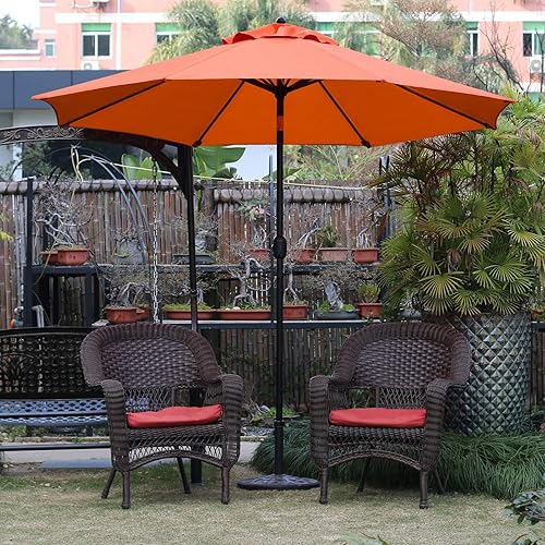 Miniatura 8 de Sunnyglade sombrilla de mesa para exteriores con 8 varillas resistentes, 9 pies