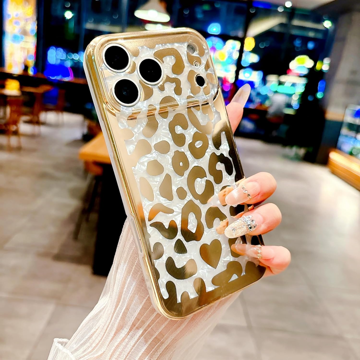 for iPhone 17 Pro Case,Golden Plating Leopard Pattern,Glitter Bling IMD Design with Strong Design Sense,Soft TPU Shockproof Full-Body Protective Phone Case for Girls & Women - Image 9