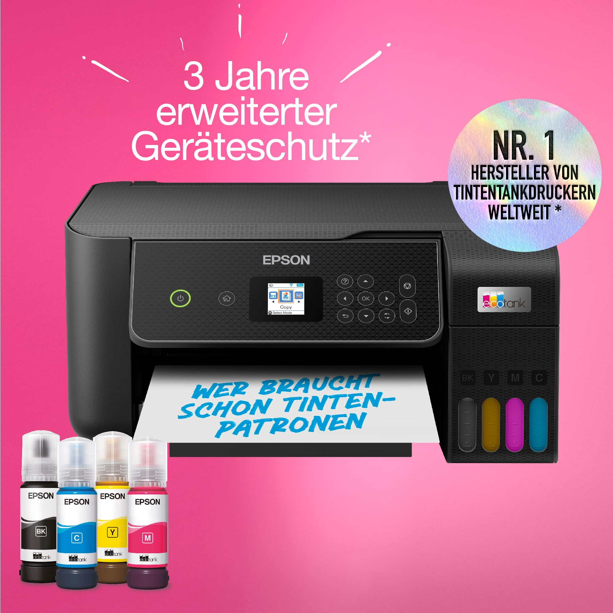 Epson EcoTank ET-2870 Tintentankdrucker WLAN A4 Drucken Kopieren Scannen LCD-Display