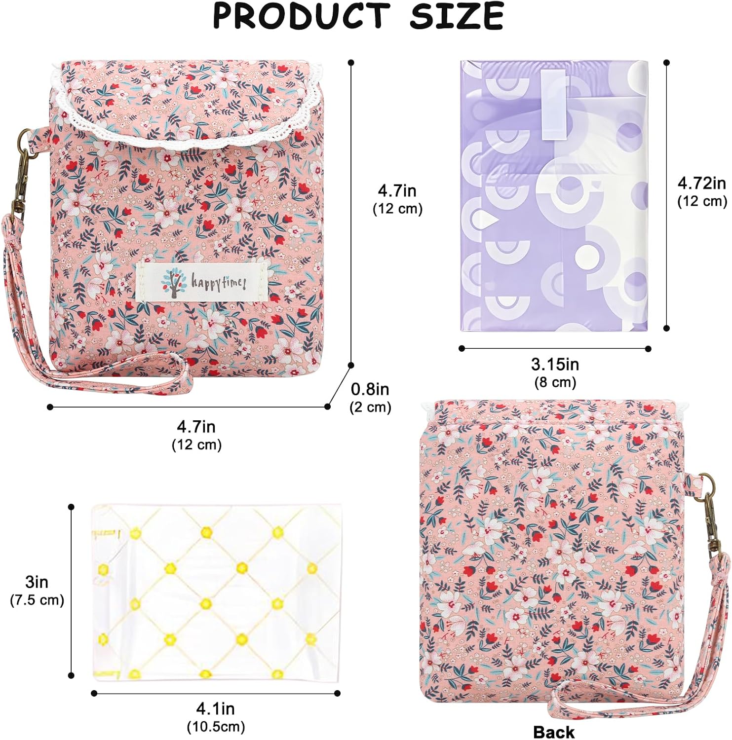 Vintage Floral Period Bag, Sanitary Pad & Tampon Organizer Pink image 2