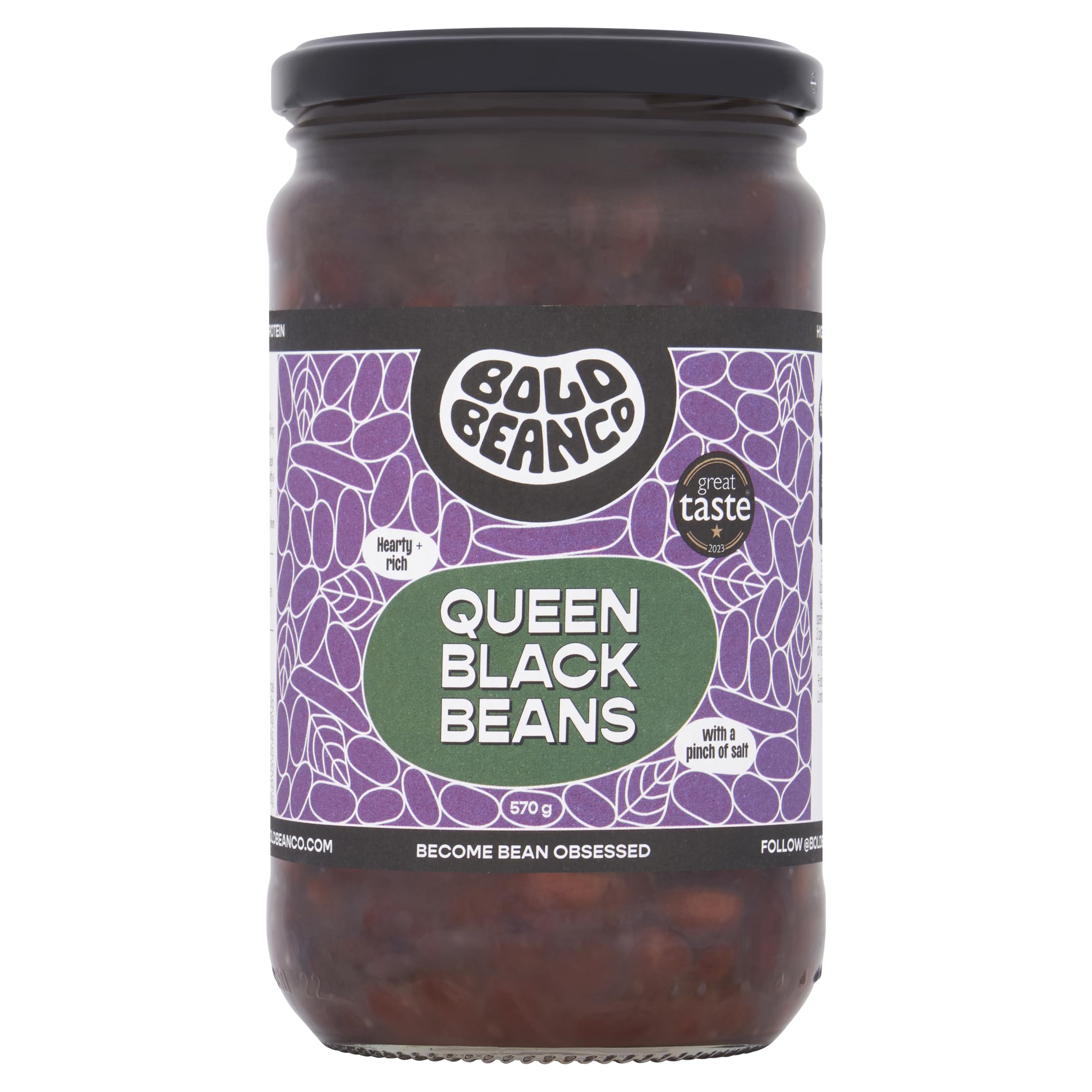 Bold Bean Queen Black Beans 570g – High Protein & Fibre – Ready to Eat – Vegan, Gluten Free Pantry Staple