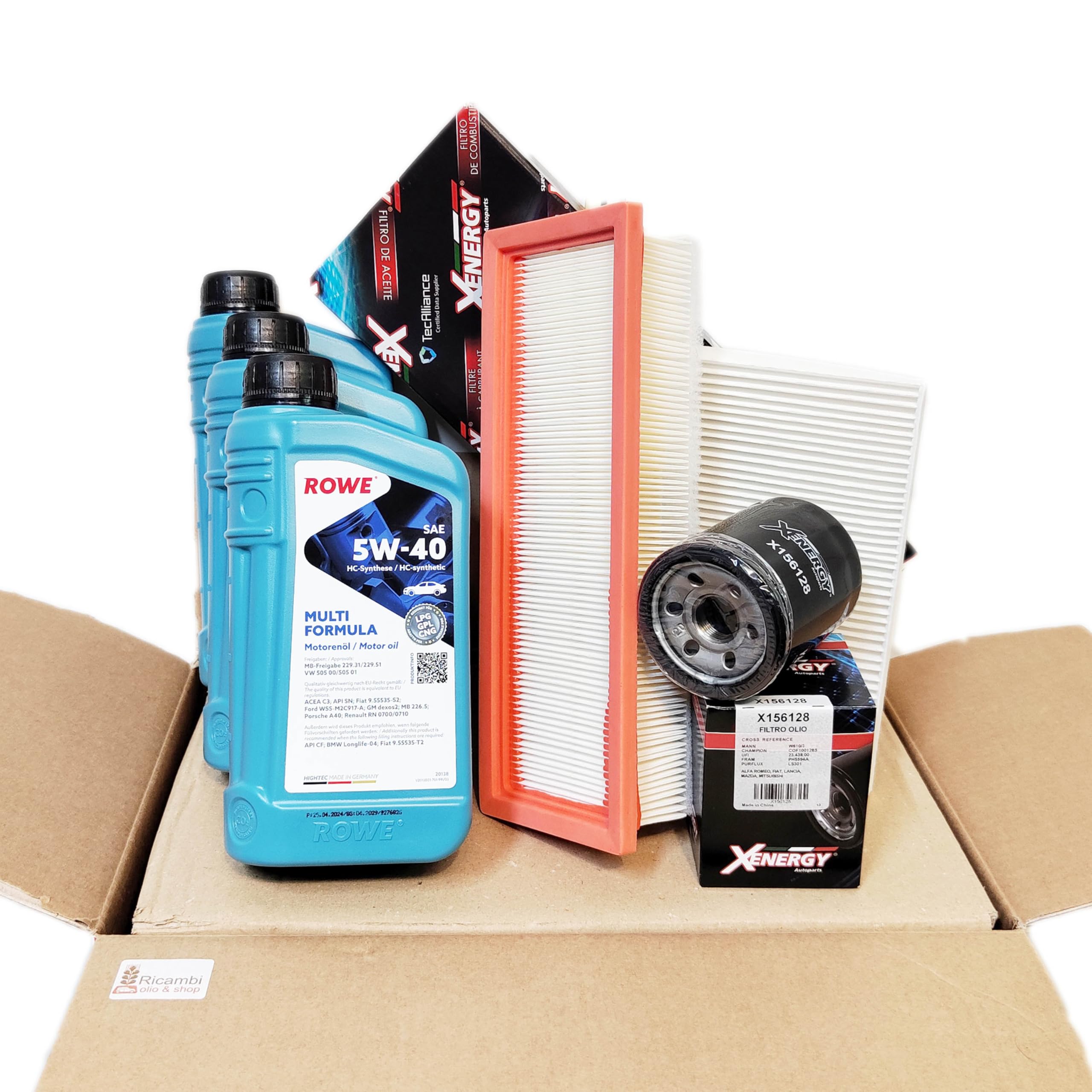 KIT Tagliando Specifico per FIAT PANDA (169) (319-312) 1.2 1.4 Metano GAS GPL Natural Power Con Filtro Abitacolo (Kit3ltLOAB)