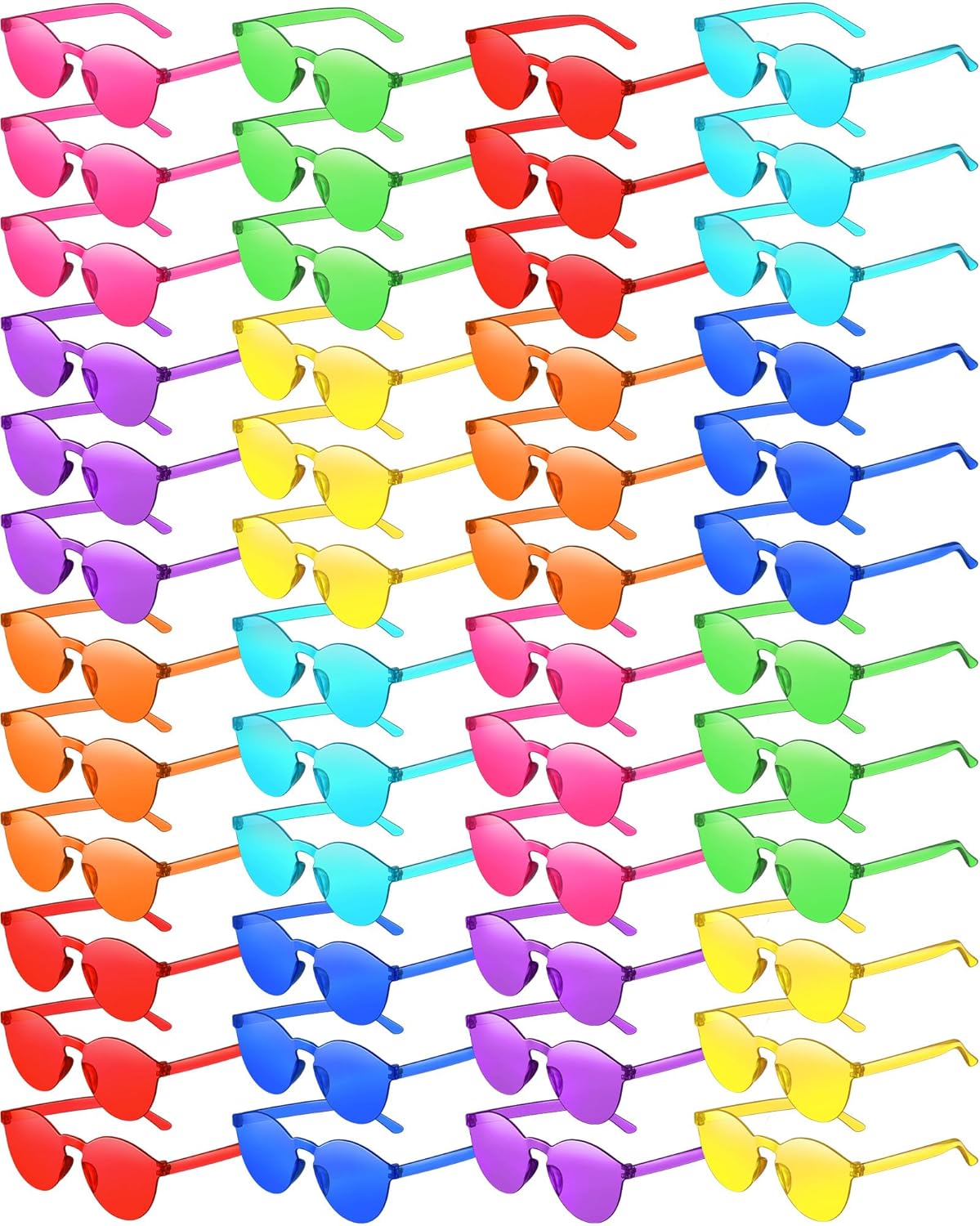 Sherr 48 Pairs Rimless Sunglasses Neon Party Supplies Colorful Glasses Plastic Sunglasses for Women Men Adults Party Favor