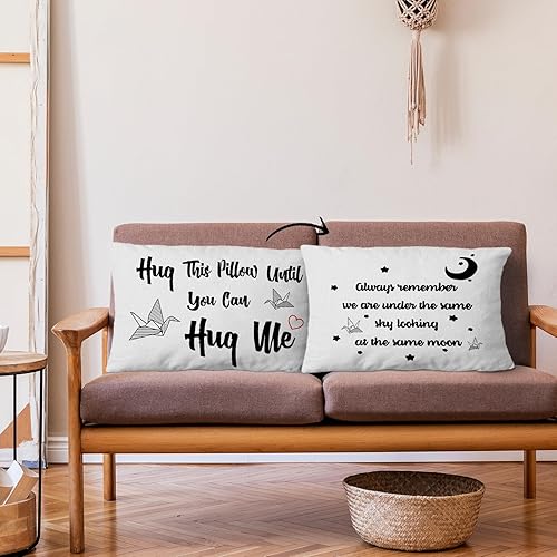 Miniatura 2 de Hug This Pillow Until You Can - Funda de almohada reversible de 12 x 20 pulgadas, funda de cojín para decoración del hogar, regalos de relación a