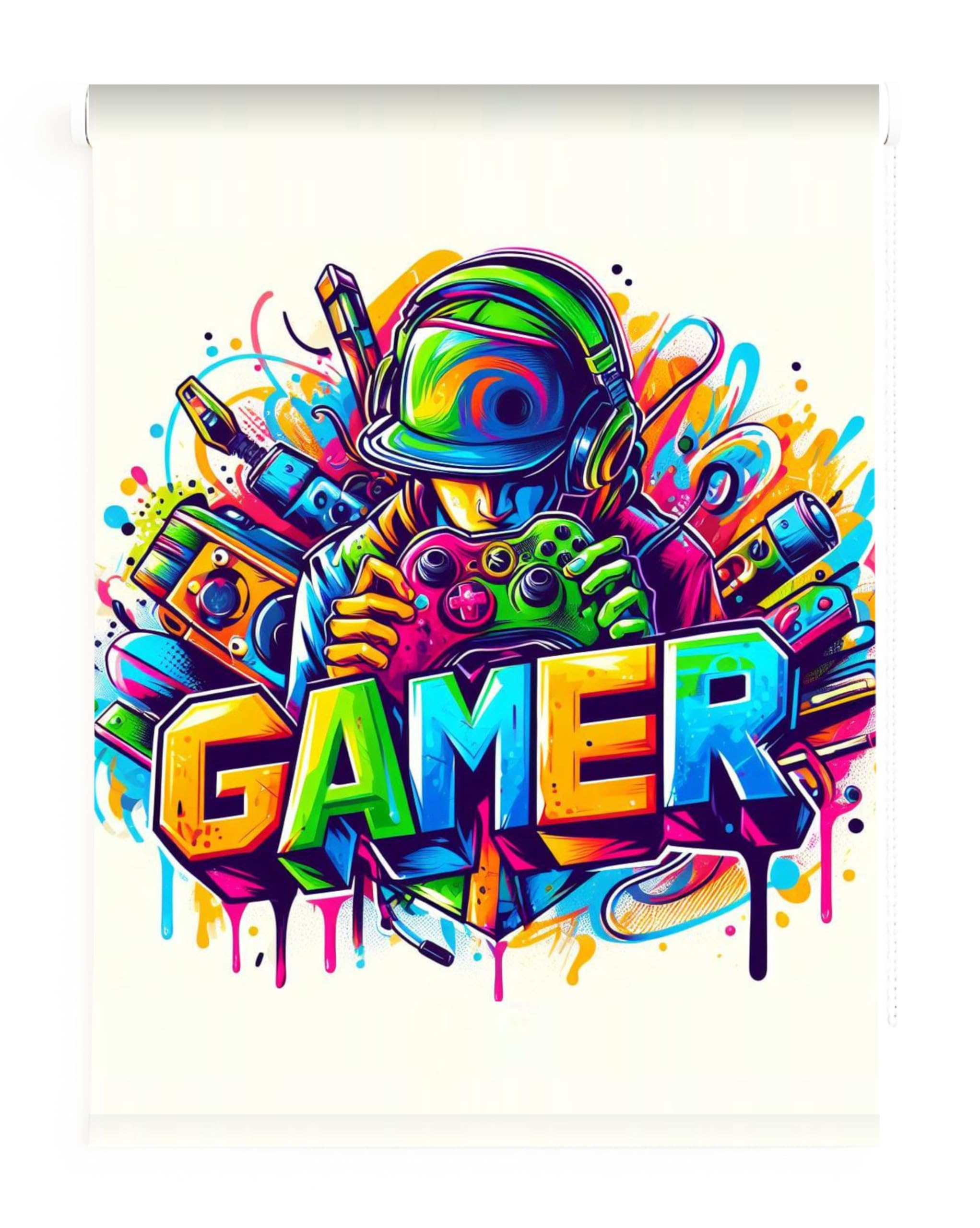 Eestores juveniles gamer 02, Estor juvenil, Estor enrollable juvenil, Estor juvenil adolescentes, Estor juvenil dormitorio chico o chica. Estor juvenil original. -Tejido translucido. (140x170)