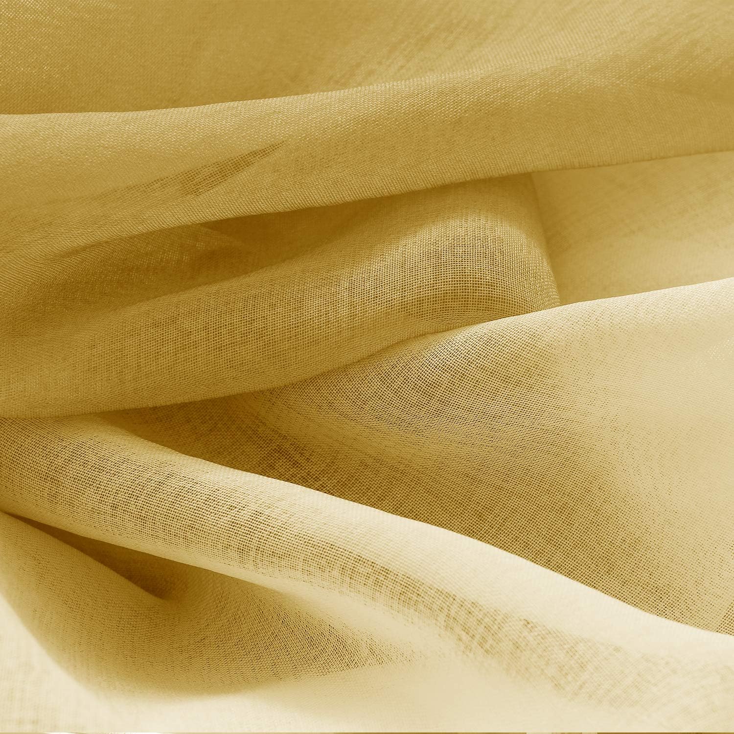 Hiasan Ombre Sheer Curtains for Living Room - Faux Linen Voile Grommet Window Curtains for Bedroom, Set of 2 Panels, 52 x 96 Inches Long, Yellow Gradient