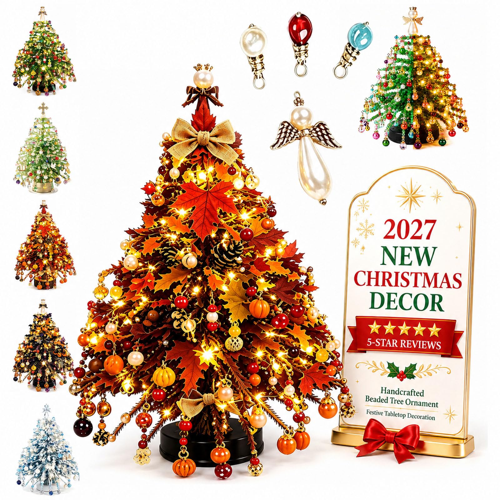 DIY Beaded Christmas Tree Kit, Create Your Own Sparkling Decoration (Set-E)