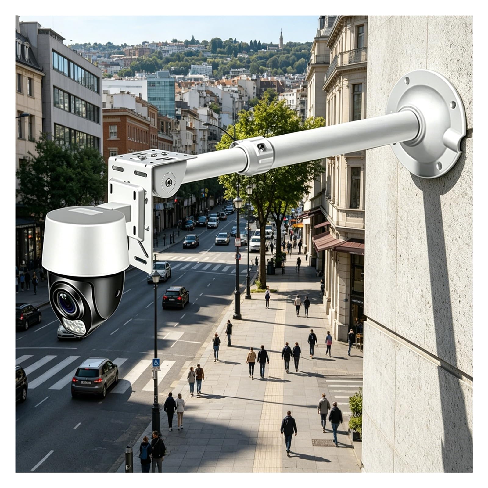 ERRULAN Retractable Security Camera Mount, Waterproof Aluminum Extension Pole for Surveillance Cameras, Universal Cctv Holder Column for Farm & Estate(30-60cm/11.8-23.6in)