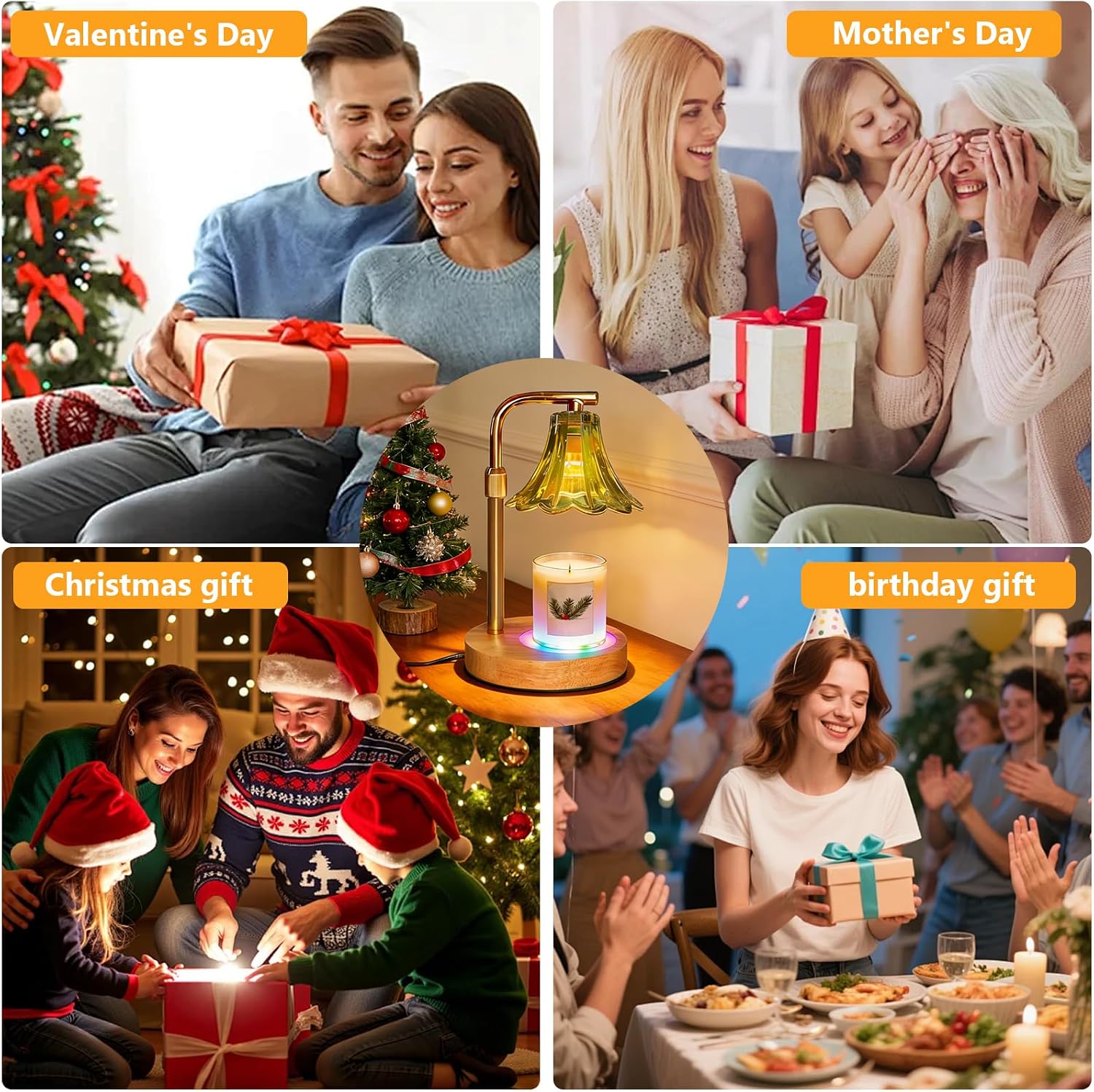 2-pack Wax Melter Lamp with Dimmable Switch,Flameless Melting Wax Lamp No Fire No Smoke,Safe Home Bedroom Office Decor,Modern Minimalist Table Lamps,Christmas Valentine/Birthday Gift for Mom