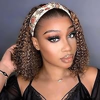 Vista 15 de XSY: Peluca de diadema de cabello humano de onda profunda sin pegamento, sin encaje frontal, peluca de diadema rizada, lista para usar y llevar