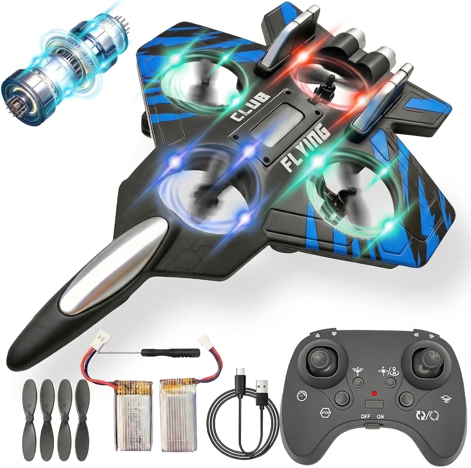 Foam RC Airplane for Kids & Adults, Easy to Fly Remote Control Fighter Jet with LED Lights, 360° Flip Stunt RC Plane, Durable EPP Foam, 2 Batteries, Outdoor Airplane Toy Gift for Boys Ages 8-16